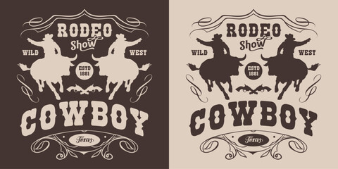 Rodeo show vintage flyer monochrome