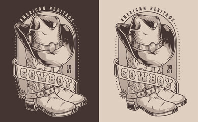 Cowboy clothes monochrome vintage flyer