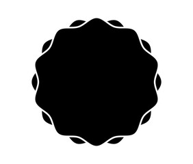 Black wavy circle shape frame. Design element for, illustration logo, etc.