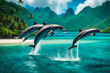 dolphins in the sea generated ai 