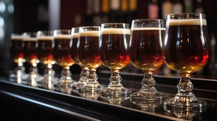 Some glasses filled with wine were placed on the prince of the bar