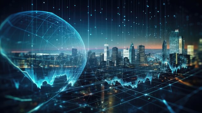 Blue information technology background material