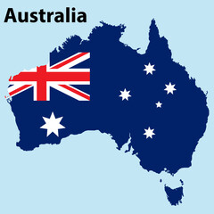 Australia Map with flag vector illustration 
