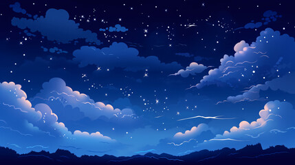 Fototapeta premium starry night over the clouds cute sky background