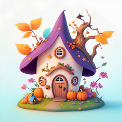 The Adorable Halloween Hideaway vibrant colors. Generative Ai