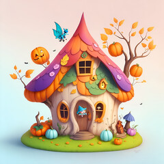 Obraz na płótnie Canvas The Adorable Halloween Hideaway vibrant colors. Generative Ai