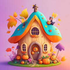 The Adorable Halloween Hideaway vibrant colors. Generative Ai