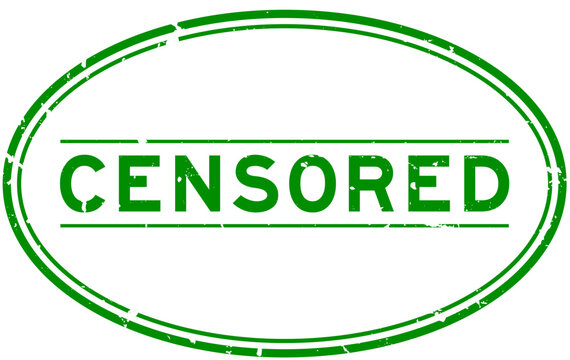 Grunge green censored word oval rubber seal stamp on white background