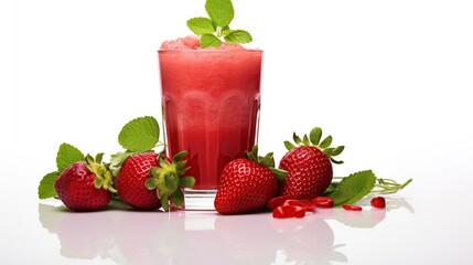 Fresh strawberry fruit juice with mango slice AI generated image