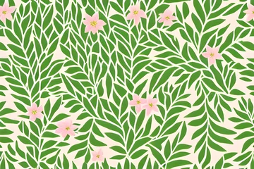  seamless pattern with flowers and leaves - Generative AI © SUNHEE