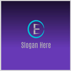 Letter E monogram logo template, Silver and blue color. Vector Illustration for Icon, Symbol, Logo etc