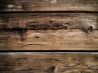 Vintage wooden dark horizontal boards with knots. Wood texture background.