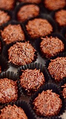 close up of a lot of chocolate candies