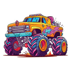 Colorful Monster Truck 2D Illustration