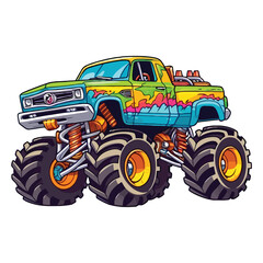 Colorful Monster Truck 2D Illustration
