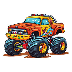 Colorful Monster Truck 2D Illustration