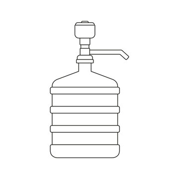 Icon of a large bottle for clean water with a hand pump on a white background.