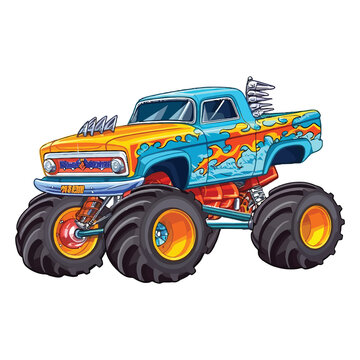 Colorful Monster Truck 2D Illustration