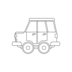 Line vector icon with toys car. Engaging and interactive toys that spark creativity and imagination. Designed for kids. Encourage playtime and ignite the joy of discovery with popular children's toys.