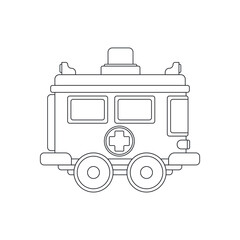Line vector icon with toys car. Engaging and interactive toys that spark creativity and imagination. Designed for kids. Encourage playtime and ignite the joy of discovery with popular children's toys.