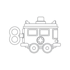 Line vector icon with toys car. Engaging and interactive toys that spark creativity and imagination. Designed for kids. Encourage playtime and ignite the joy of discovery with popular children's toys.
