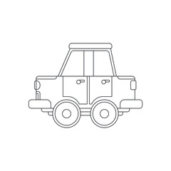 Line vector icon with toys car. Engaging and interactive toys that spark creativity and imagination. Designed for kids. Encourage playtime and ignite the joy of discovery with popular children's toys.