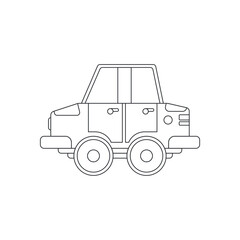 Line vector icon with toys car. Engaging and interactive toys that spark creativity and imagination. Designed for kids. Encourage playtime and ignite the joy of discovery with popular children's toys.