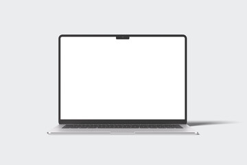 Laptop with blank screen front view