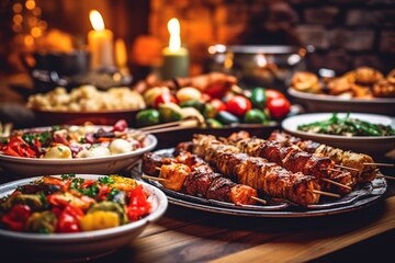 Summer barbecue feast. Generative AI technology 