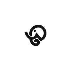 Elephant line icon on white background. Elephant's head icon. Template for your project.