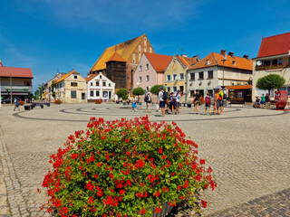 central Market Square in the Old Town. Frombork, Poland