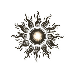 sun logo, tattoo idea, sun vector, sun symbol in white background