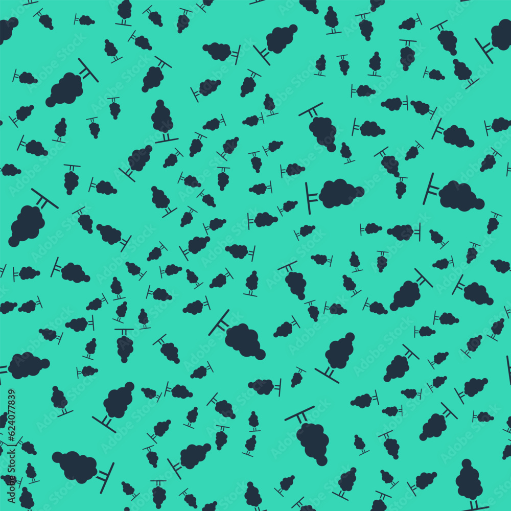 Poster black tree icon isolated seamless pattern on green background. forest symbol. vector