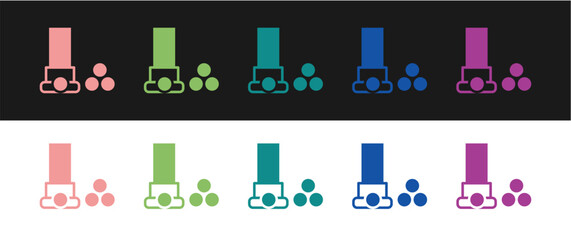 Set Cartridges icon isolated on black and white background. Shotgun hunting firearms cartridge. Hunt rifle bullet icon. Vector