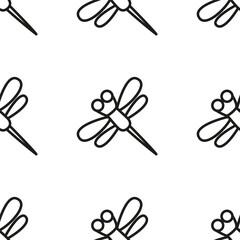 Seamless vector pattern with dragonflys