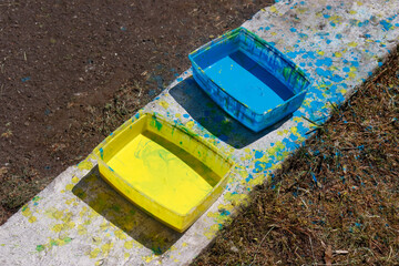 Yellow and blue paint as a symbol of Ukraine