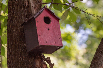 colorful birdhouses, wooden houses for birds