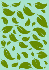 Green leaves isolated on a blue background