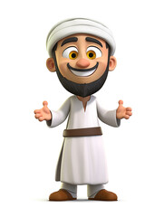Young man islamic moslem cartoon character