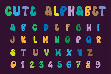Cute alphabet letters and numbers vector and illustration - 624080080