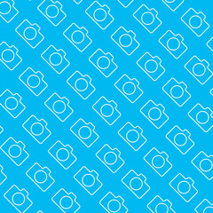 camera shaped seamless pattern on blue background