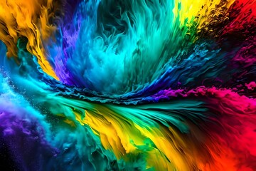 Fototapeta na wymiar Rainbow multicolored explosion magical colorful vivid powder splash background