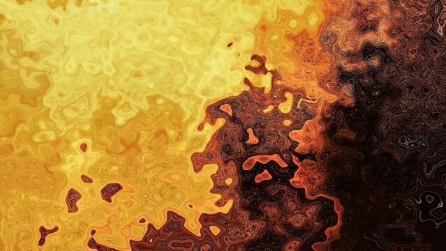abstract animated twinkling stained background full HD seamless loop video - watercolor splotch liquid effect - color fiery yellow orange red