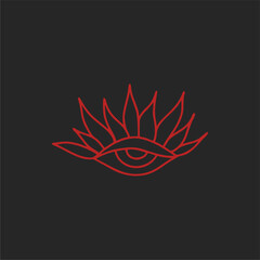 Magic eye, all-seeing eye. Mystical esoteric witchcraft vector and printable image, boho style unique illustration, printable poster, postcard.