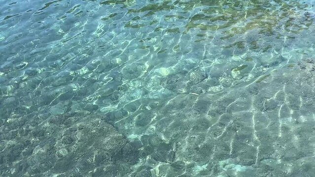 Sea water transparent turquoise surface.