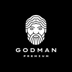 Bearded Man God Greek Logo Vector Icon Illustration