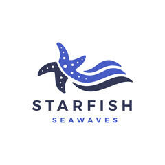 Star Fish Starfish Sea Wave Logo Vector Icon Illustration