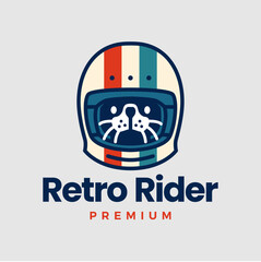 Sea Otter With Retro Helmet Rider Logo Vector Icon Illustration