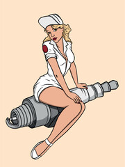 Illustration of pin up girl