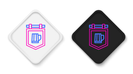 Line Street signboard with glass of beer icon isolated on white background. Suitable for advertisements bar, cafe, pub, restaurant. Colorful outline concept. Vector